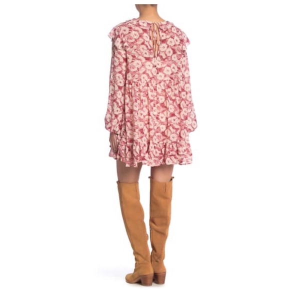 Free People Long Sleeve Floral Ruffles Minidress - Picture 5 of 7